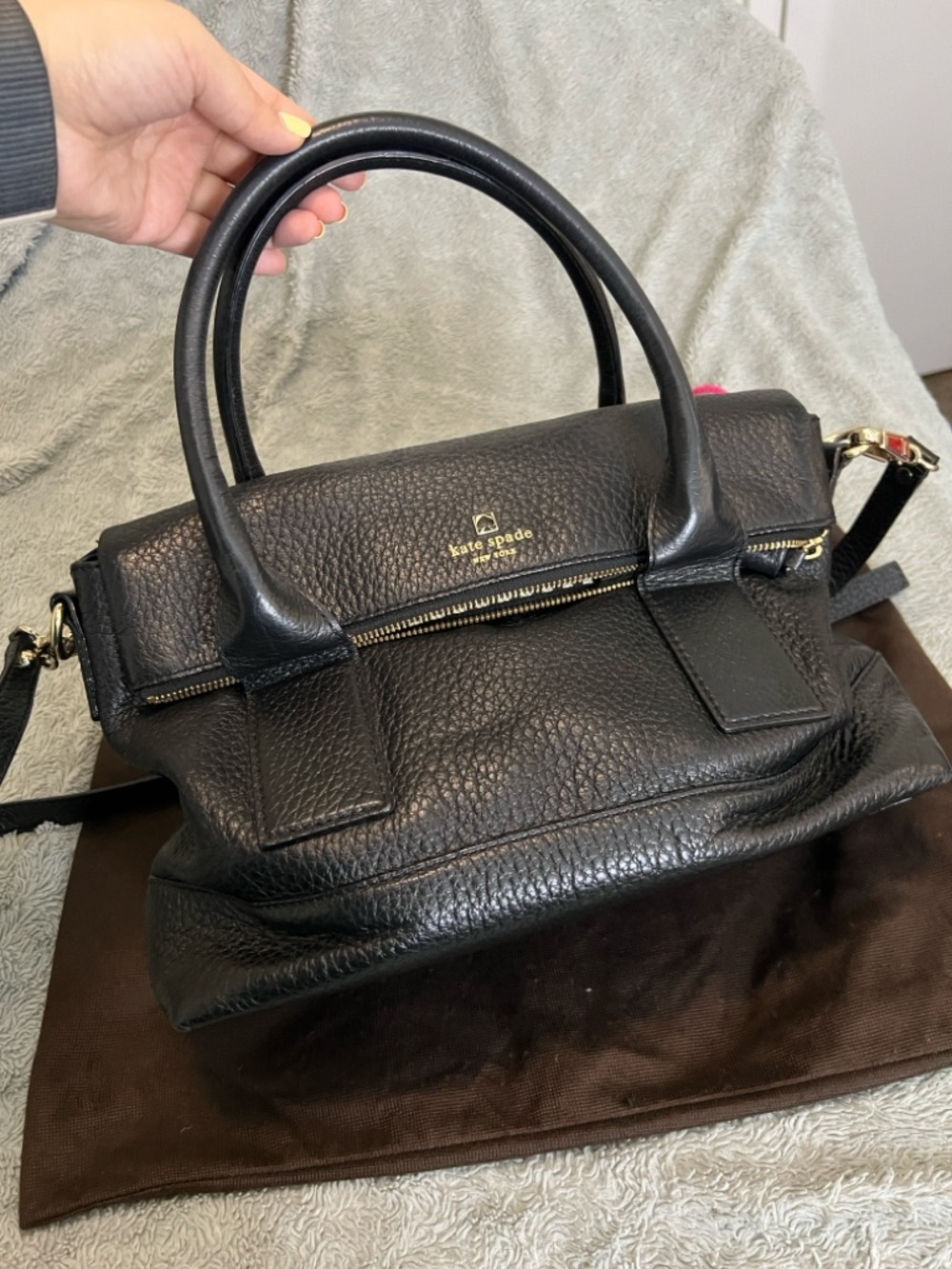 kate spade Black Pebbled Leather Satchel with Gold Hardware - Picture 3 of 6